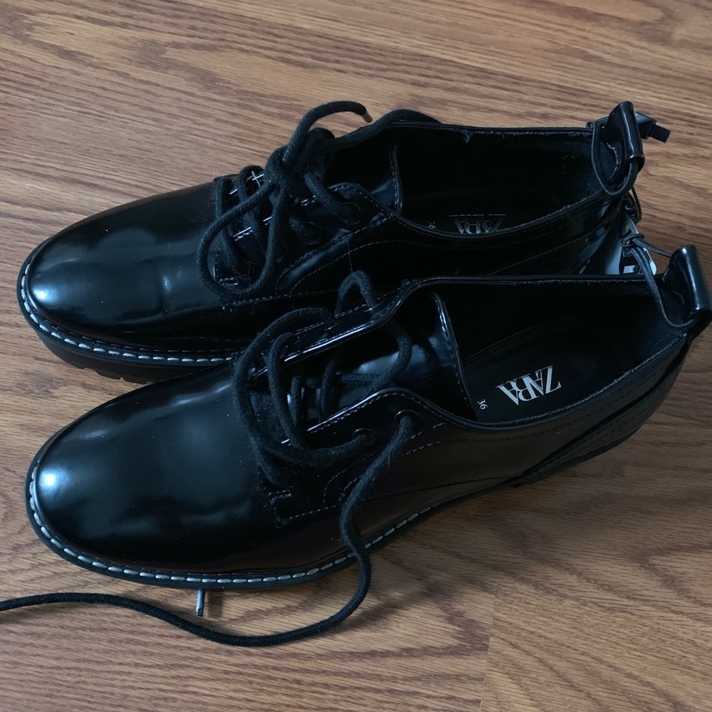 BNWT Zara Black Oxford Shoes sz 36